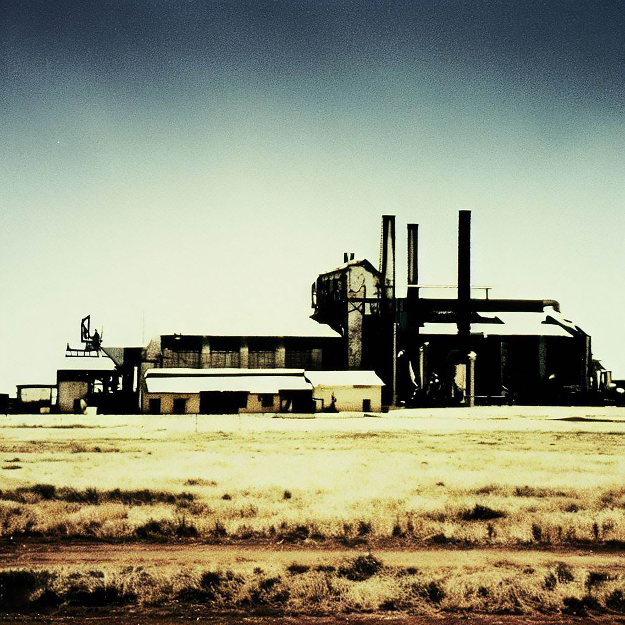 AI-generated fictional abandoned factory from the Abandoned Future series, image 6 of 6.