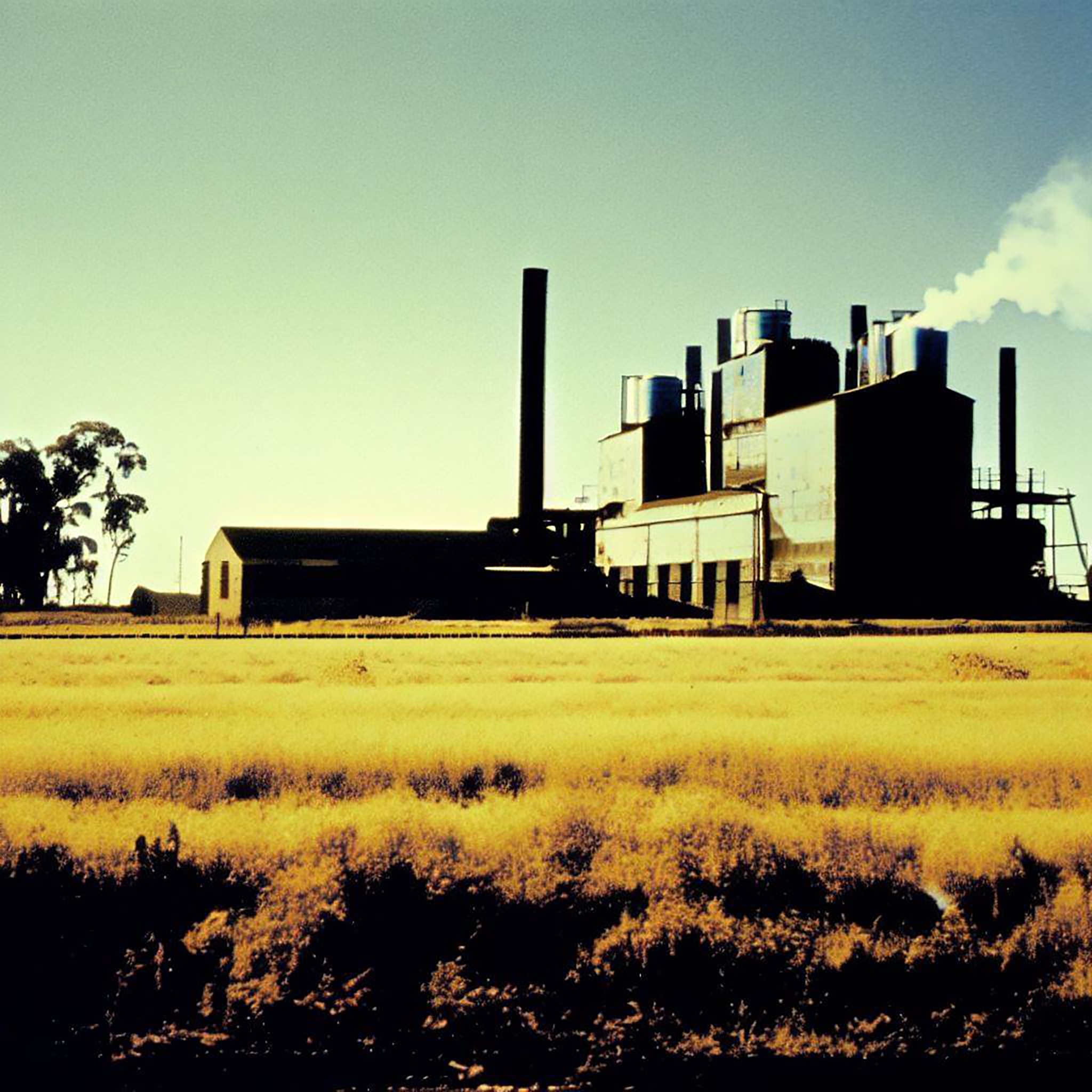 AI-generated fictional abandoned factory from the Abandoned Future series, image 4 of 6.